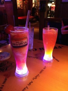 Bubba Gump's at Santa Monica Pier - we got to keep our light up glasses!