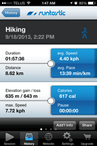 Screenshot of my Runtastic App