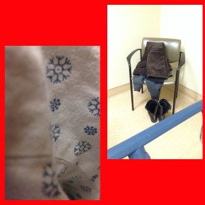 Left: The pattern on my hospital gown Right: My clothes, I reeeeally wanted back in my clothes!