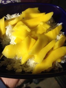 mango on coconut rice, yum!