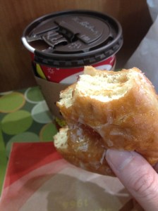 medium steeped tea and a doughnut, classic!