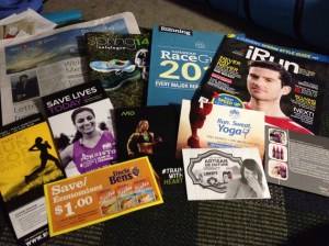 magazines, coupons, newspaper...these were all in my blue tote bag