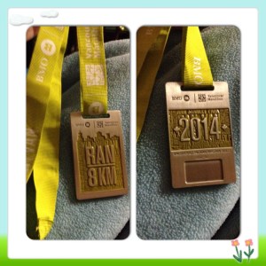 front and back of my medal, there is a spot in the back that will get a chip inserted in to it that shows my time