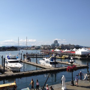 The harbour - those tent tops and the crowds of people are the dragon boat festival.