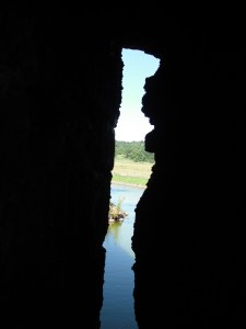 View through one of the peep holes/archers spots.