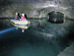 Crossing the underground lake