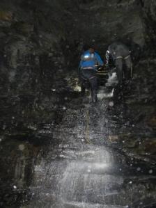 Climbing the waterfall - there was more water when I did it...