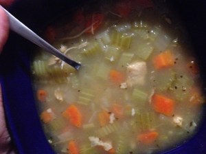 Homemade chicken veggie soup.