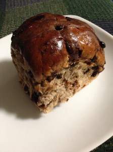 Chocolate Chip Hot Cross Bun
