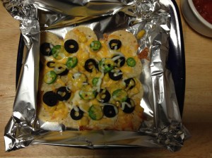 Fresh from the oven, Mmm! Melted cheese!