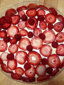 I added some raspberries to the strawberry topping because who doesn't like raspberries?