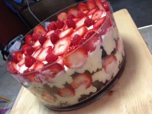 Chocolate Brownie and Strawberry Trifle