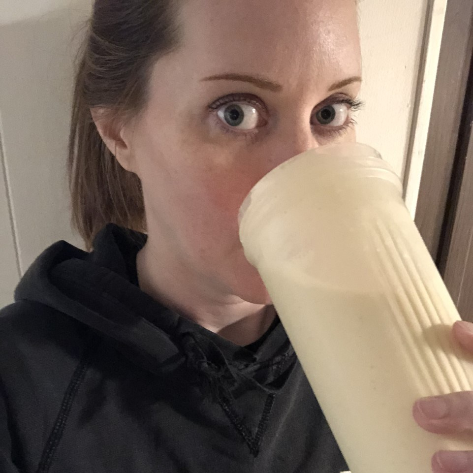 protein smoothie drinking